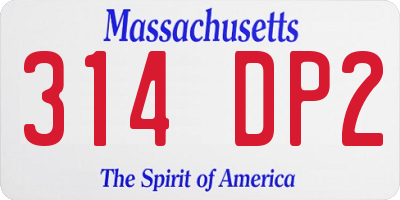MA license plate 314DP2