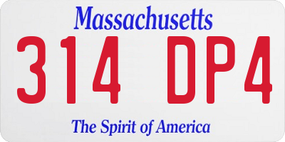 MA license plate 314DP4