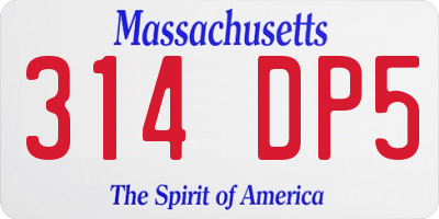 MA license plate 314DP5