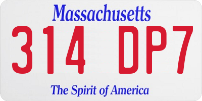MA license plate 314DP7