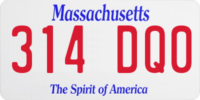 MA license plate 314DQ0