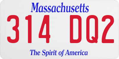 MA license plate 314DQ2