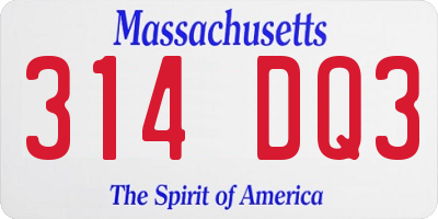 MA license plate 314DQ3