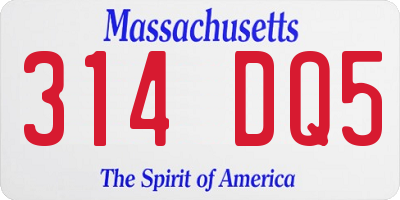 MA license plate 314DQ5