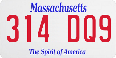 MA license plate 314DQ9