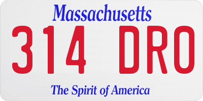 MA license plate 314DR0