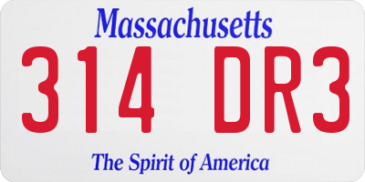 MA license plate 314DR3