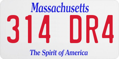 MA license plate 314DR4