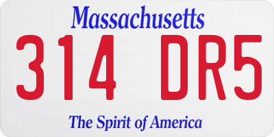 MA license plate 314DR5