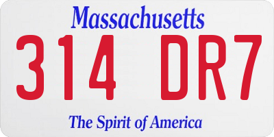 MA license plate 314DR7