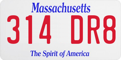 MA license plate 314DR8
