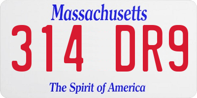 MA license plate 314DR9