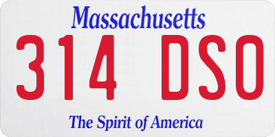 MA license plate 314DS0