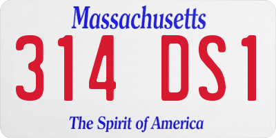 MA license plate 314DS1