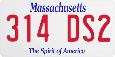 MA license plate 314DS2