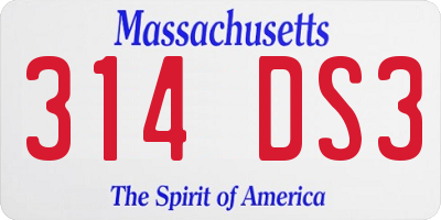 MA license plate 314DS3