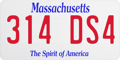 MA license plate 314DS4