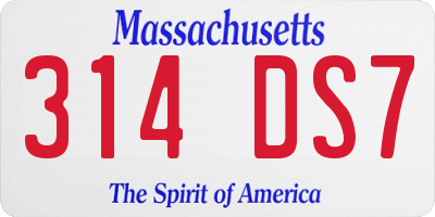 MA license plate 314DS7