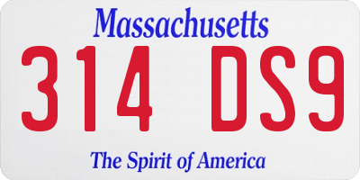 MA license plate 314DS9