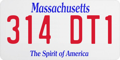 MA license plate 314DT1