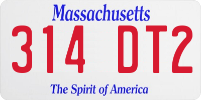 MA license plate 314DT2
