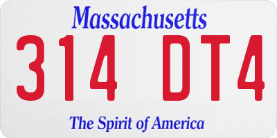 MA license plate 314DT4