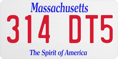 MA license plate 314DT5