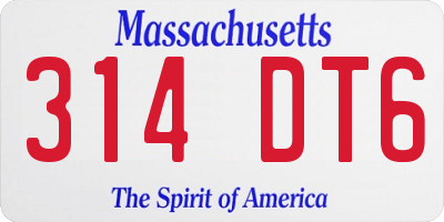 MA license plate 314DT6