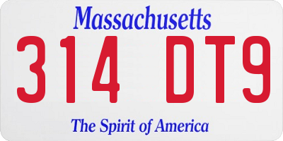MA license plate 314DT9