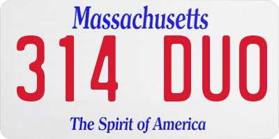 MA license plate 314DU0
