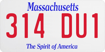 MA license plate 314DU1