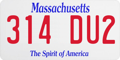 MA license plate 314DU2