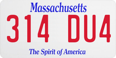 MA license plate 314DU4
