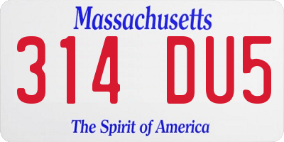 MA license plate 314DU5