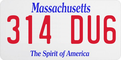 MA license plate 314DU6