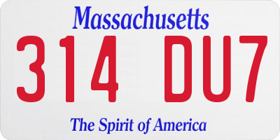 MA license plate 314DU7