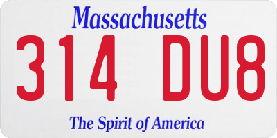 MA license plate 314DU8
