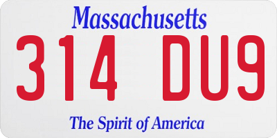 MA license plate 314DU9
