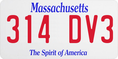 MA license plate 314DV3