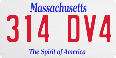 MA license plate 314DV4