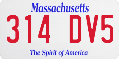 MA license plate 314DV5