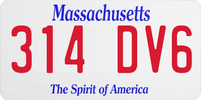 MA license plate 314DV6