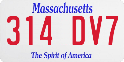 MA license plate 314DV7