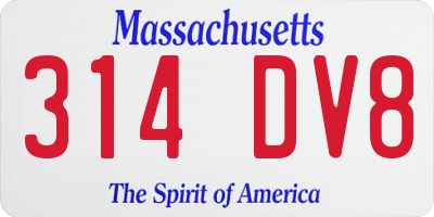 MA license plate 314DV8
