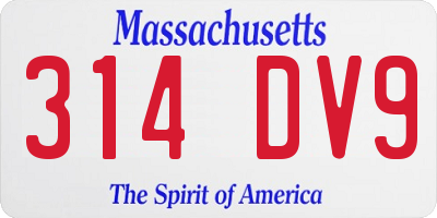 MA license plate 314DV9