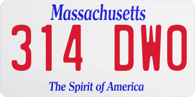 MA license plate 314DW0