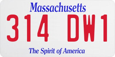 MA license plate 314DW1