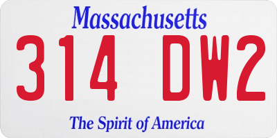MA license plate 314DW2