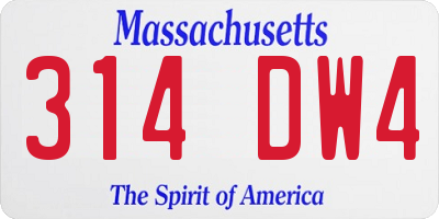 MA license plate 314DW4