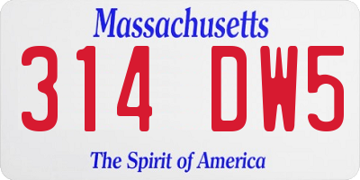 MA license plate 314DW5